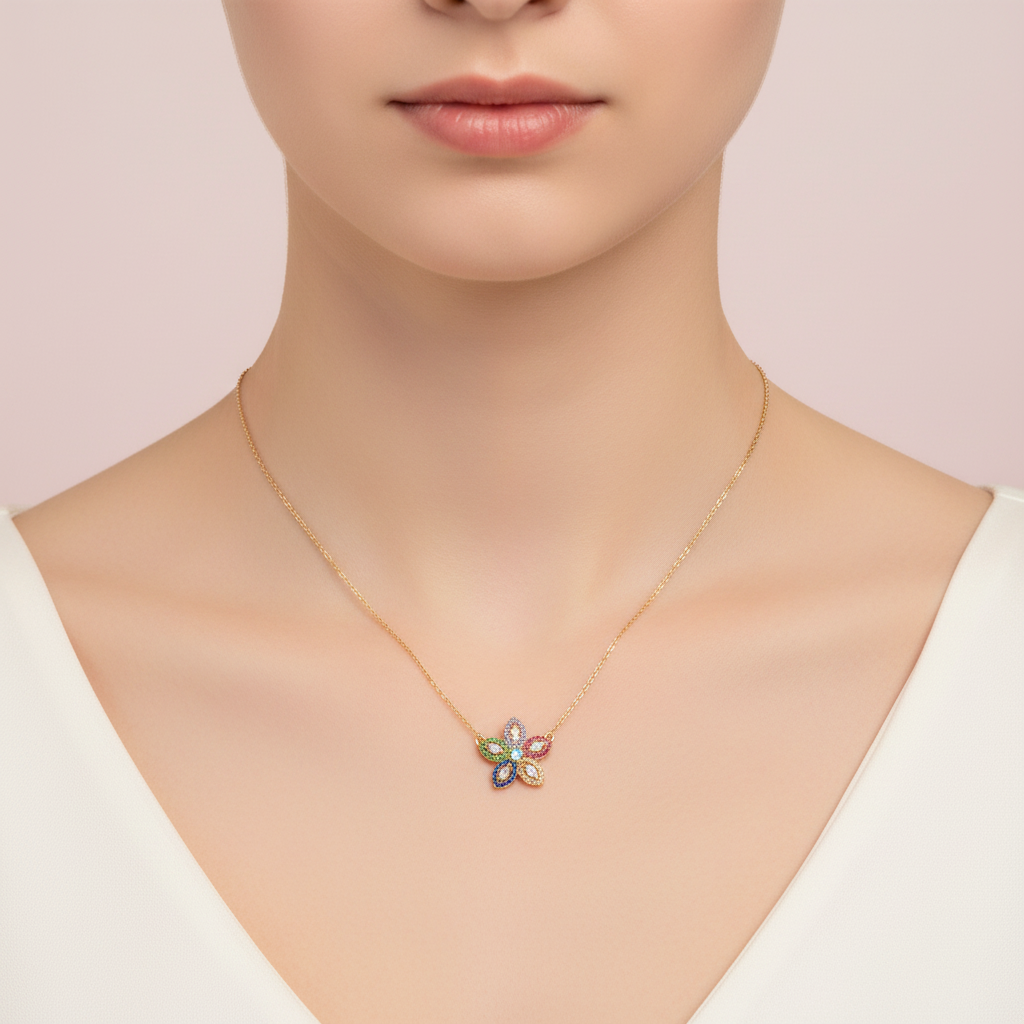 Collar de flor solitaria multicolor