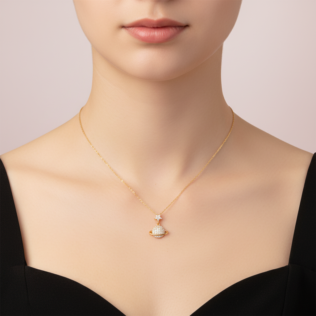 collar de Saturno con zirconias