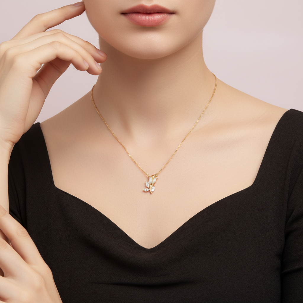 Collar de tulipan con zirconias
