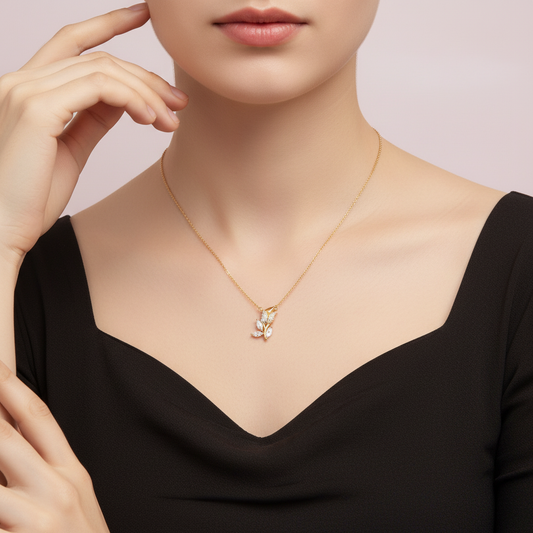 Collar de tulipan con zirconias