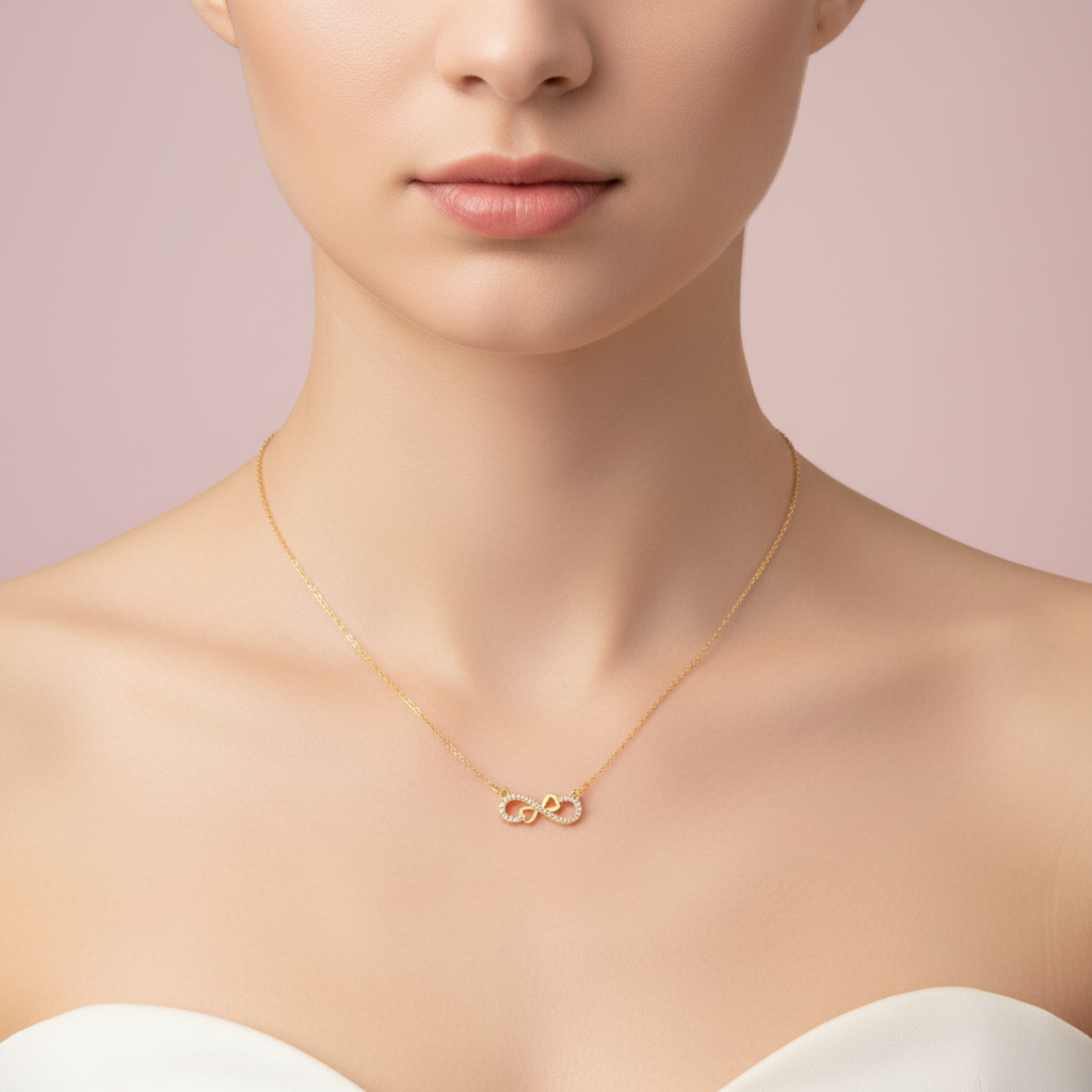 collar de infinito con corazones