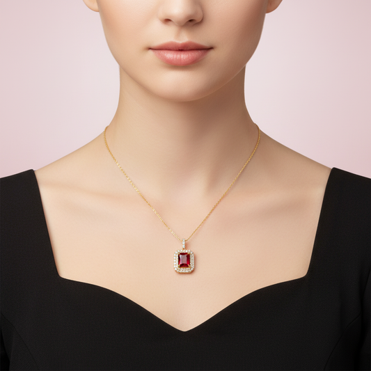 collar de piedra cuadrada roja