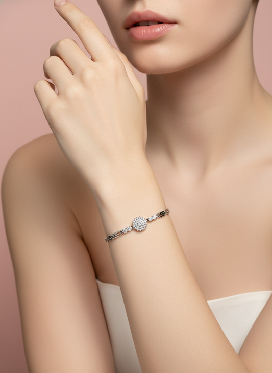 pulsera de flor central con banda griega