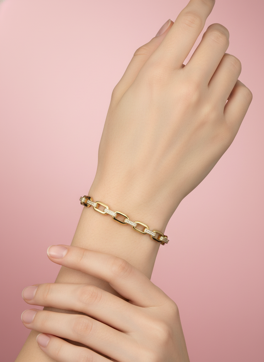 Pulsera de Eslabones con Pavé