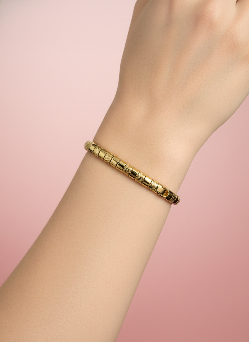 Pulsera de Eslabones con Grabado Florentino