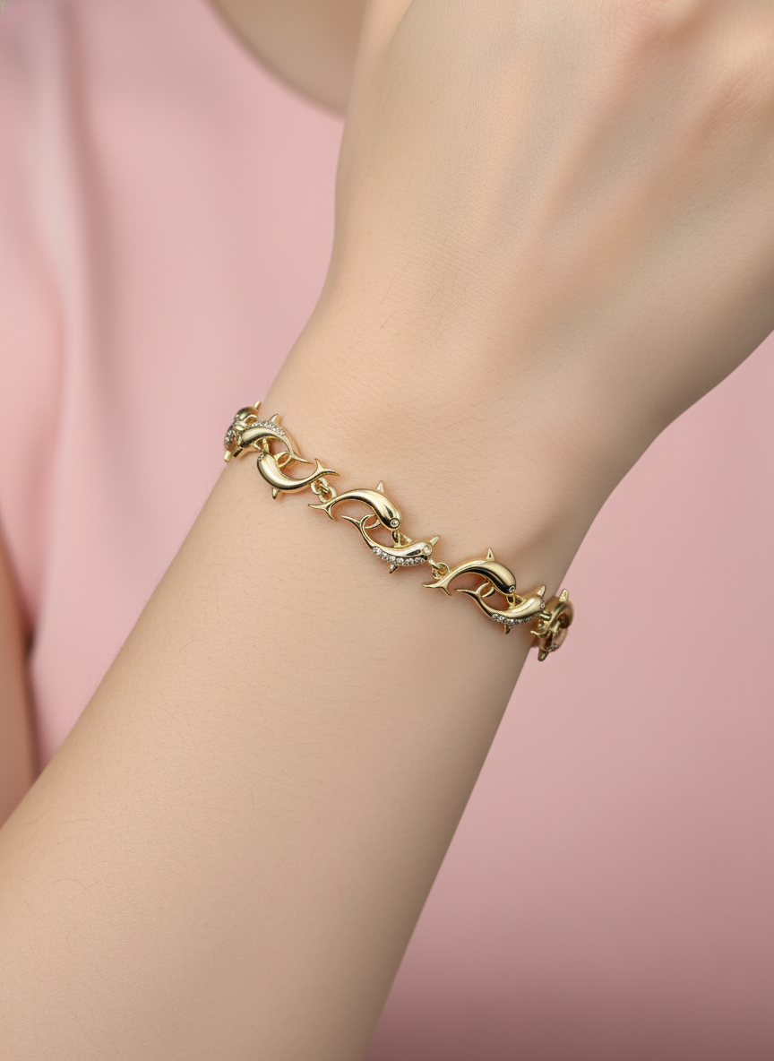 Pulsera de Delfines con Zircones