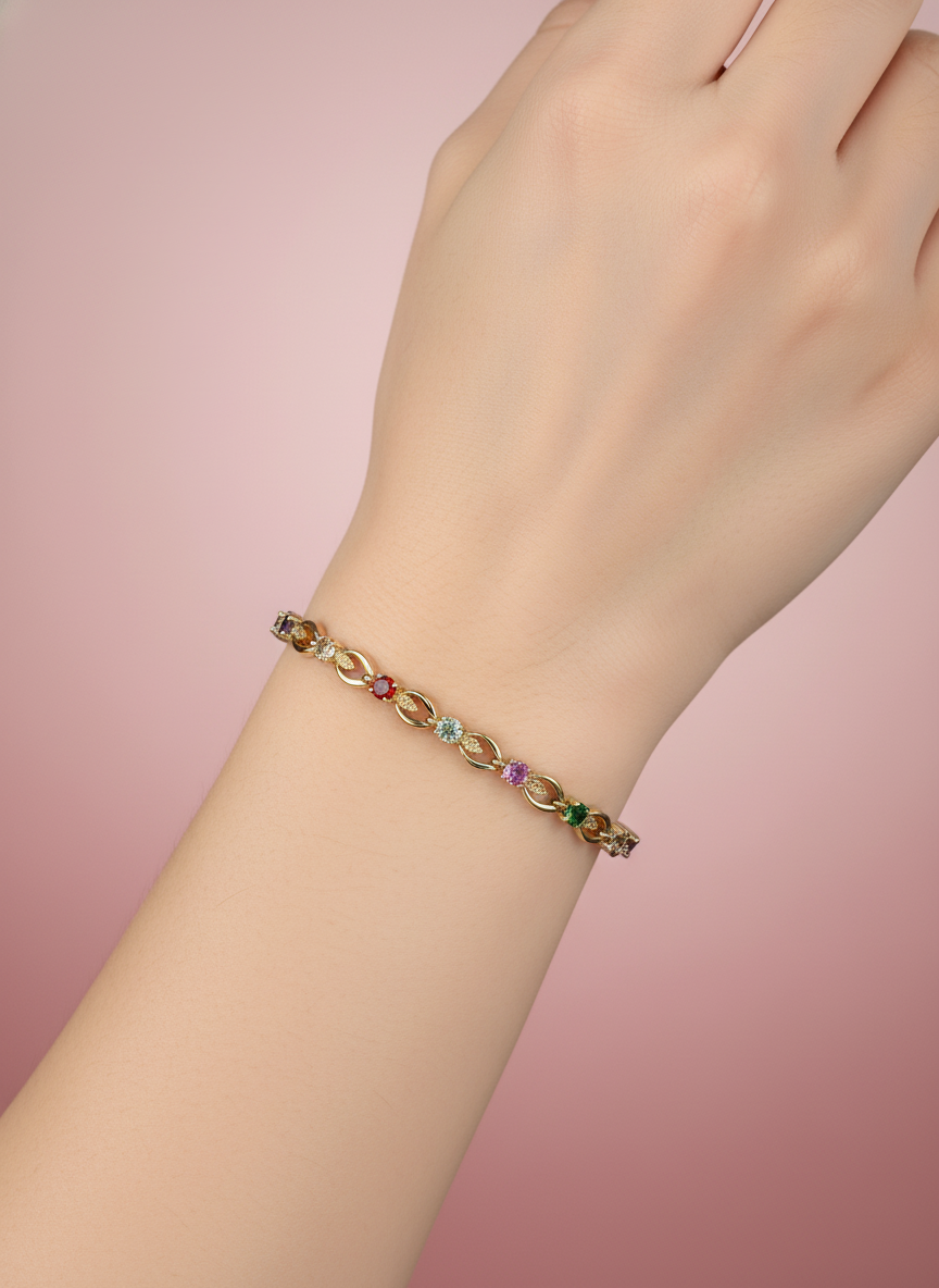 Pulsera de Hojas con Piedras Multicolor