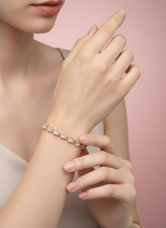 Pulsera de Estrellas Tricolor Diamantada