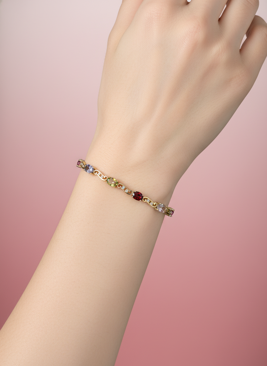 Pulsera de Piedras Ovaladas Multicolor