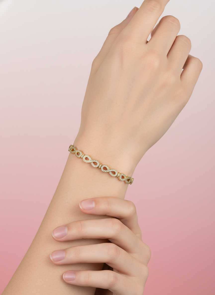 Pulsera de Grecas con Infinitos y Pavé