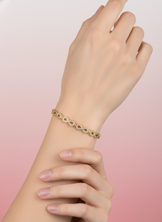 Pulsera de Grecas con Infinitos y Pavé