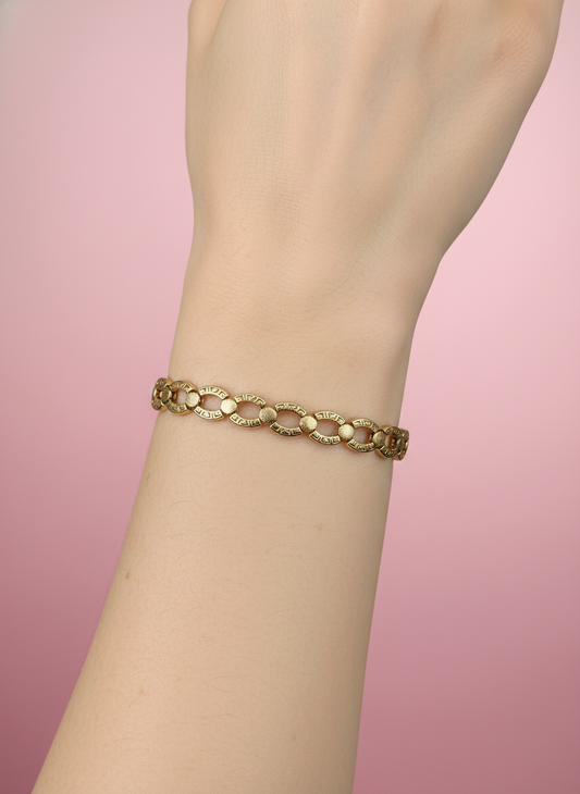 Pulsera de Eslabones Ovalados con Greca Griega