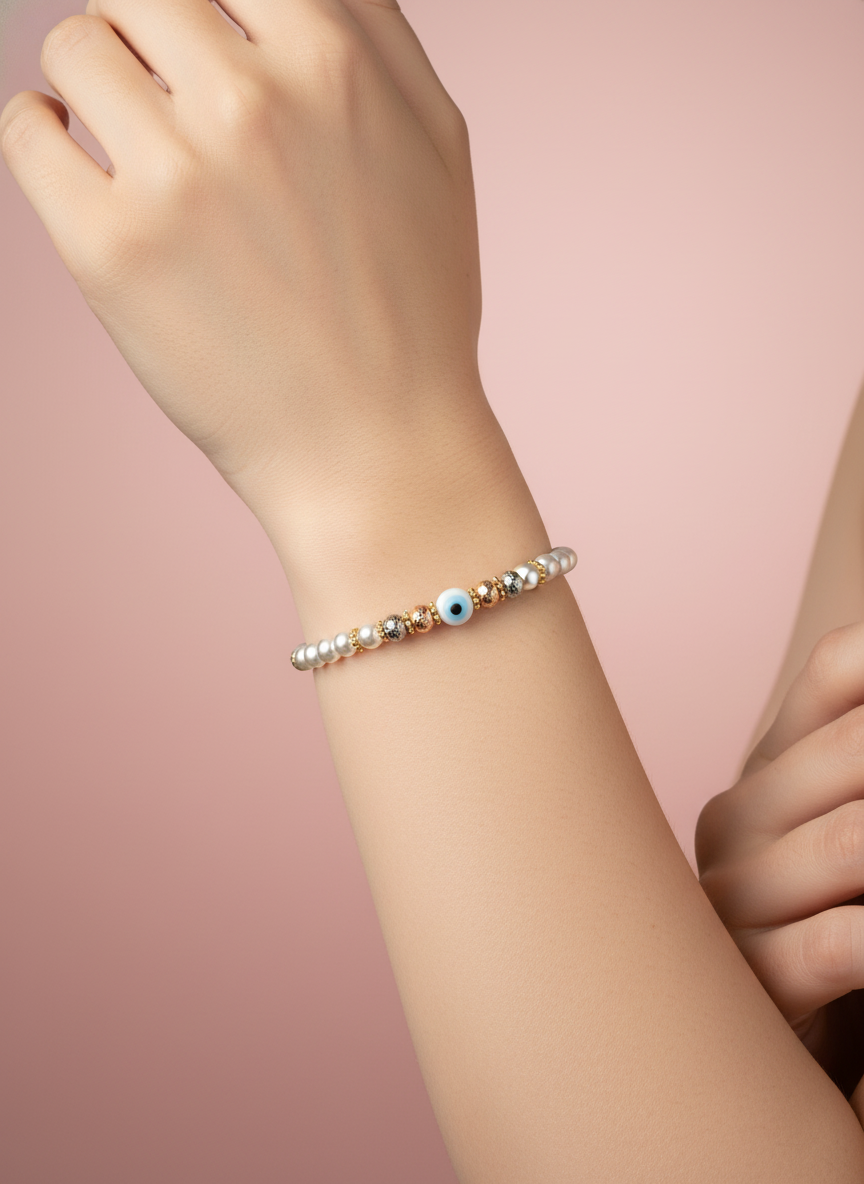 Pulsera de perlas con ojo turco