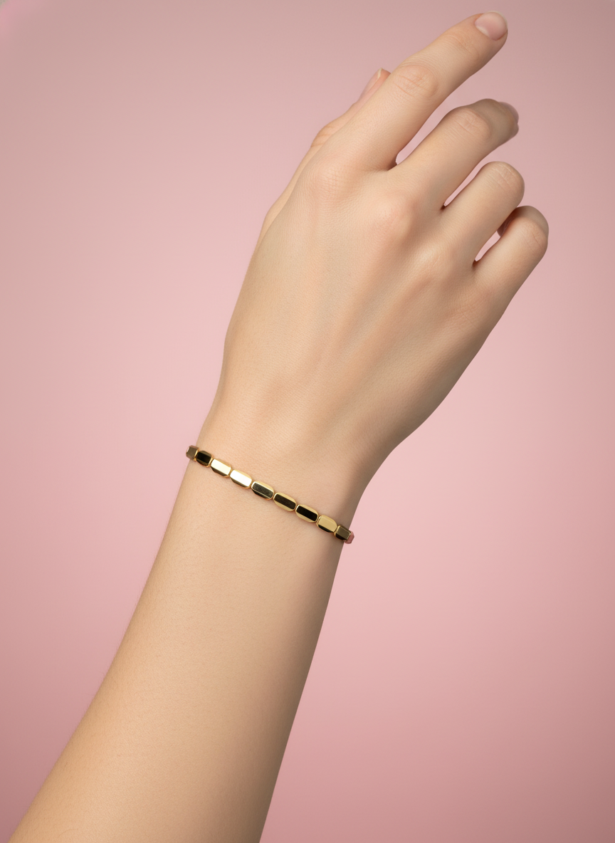 Pulsera de eslabones rectangulares lisos