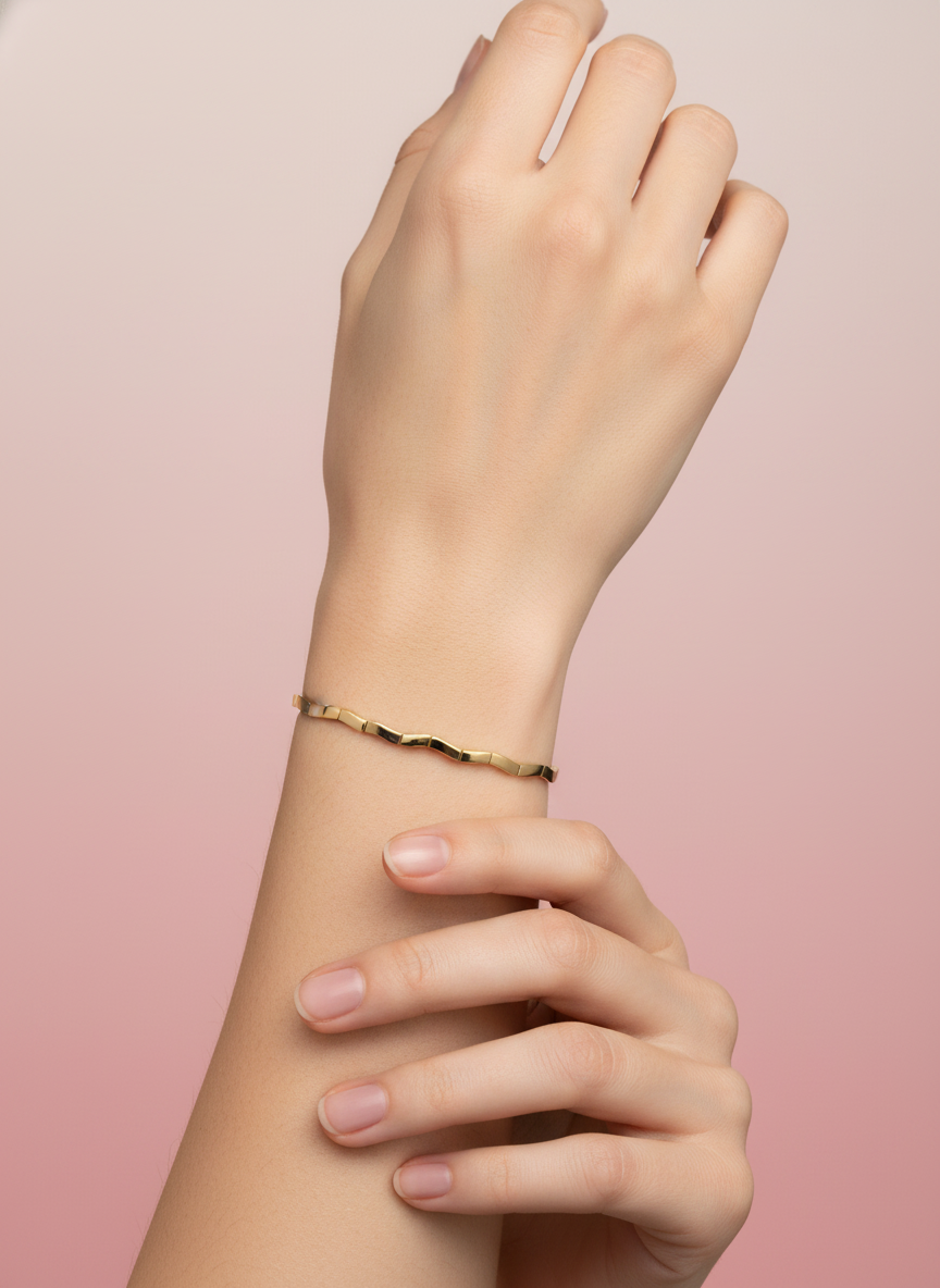 Pulsera de eslabones orgánicos ondulados